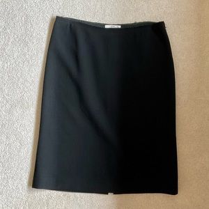 Prada Authentic Black Wool Crepe Straight Skirt